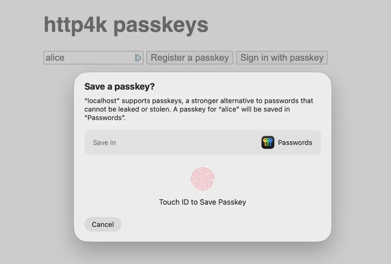 Passkey registration prompt
